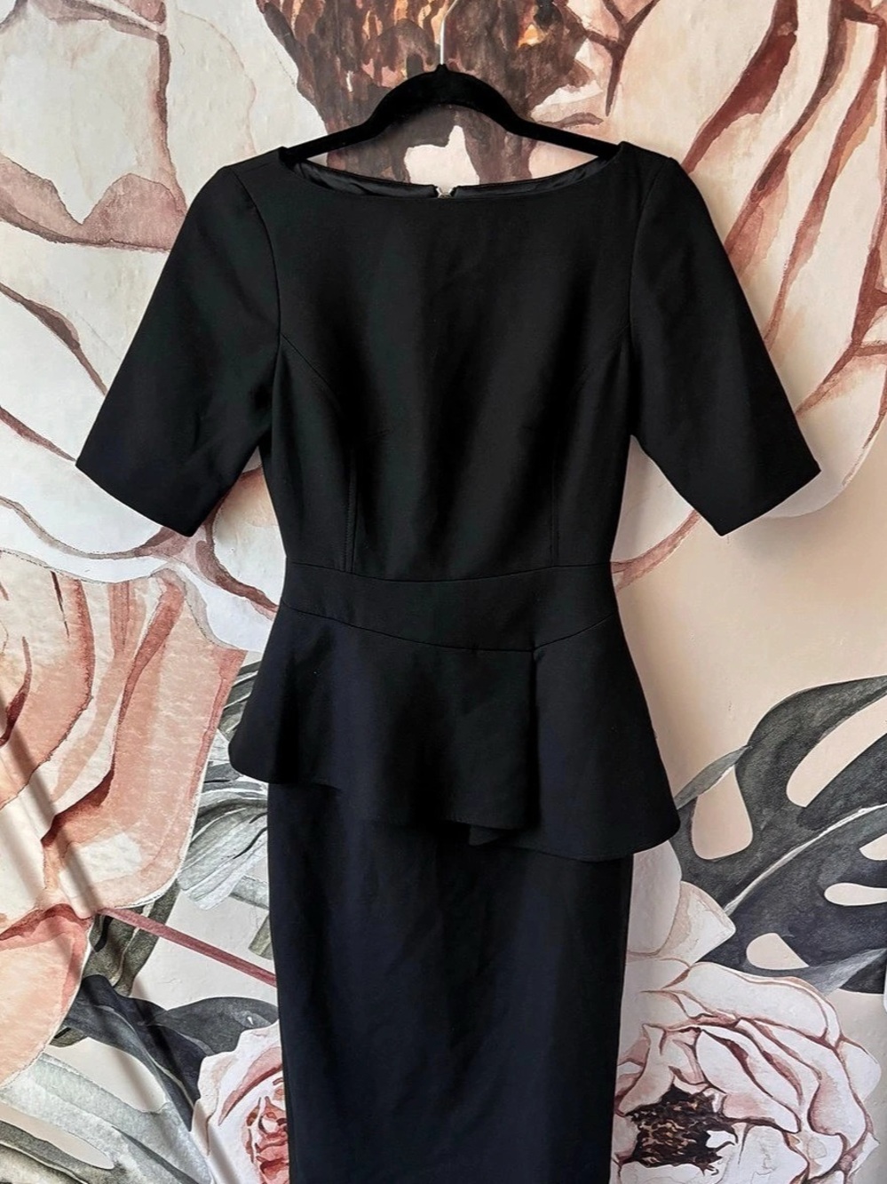 Ted Baker Jumana Textured Peplum Zip-Front Sheath Dress Midi Dress Black Size 0